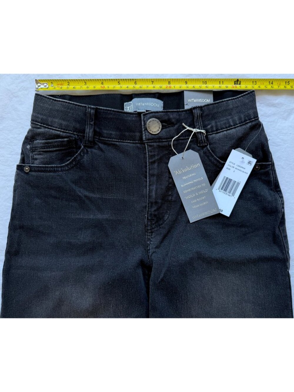 WIT & WISDOM NWT SAM HIGH RISE WASHED BLACK WIDE LEG JEAN. SIZE 2 - Picture 9 of 15